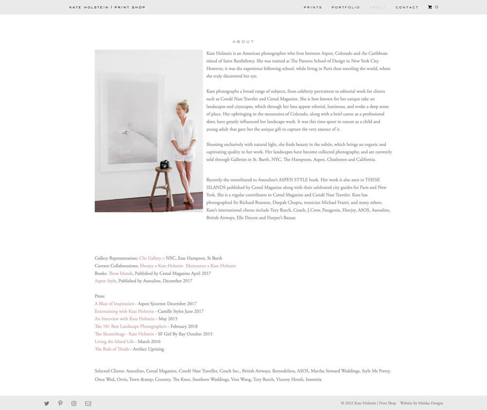 Kate Holstein Prints - Website by Maleka Designs