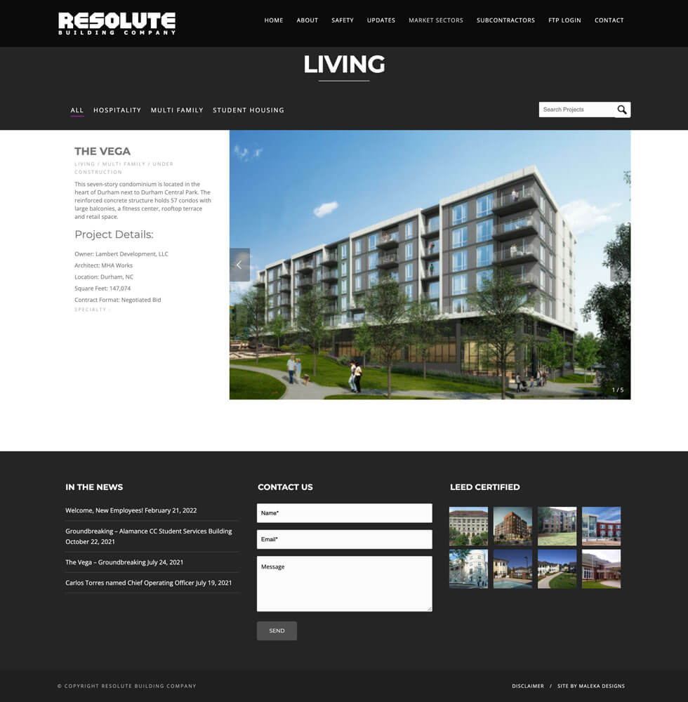 RESOLUTE Building Company - website by Maleka Designs